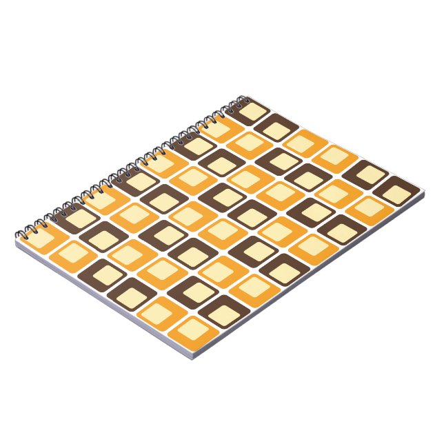 70s Retro Square Shapes Pattern Notebook (Left Side)