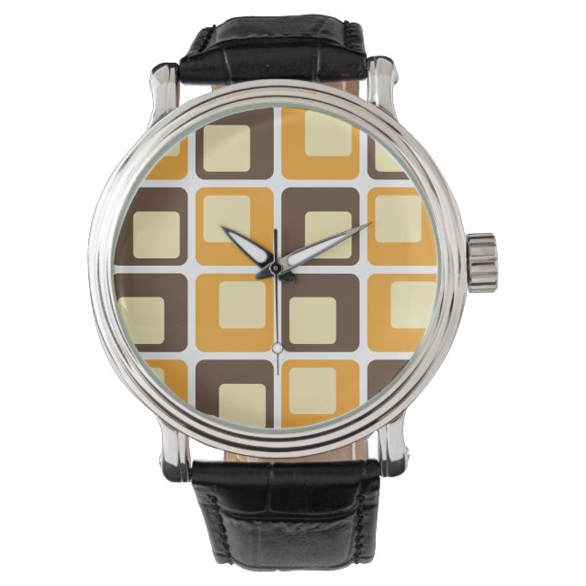 70s Retro Square Shapes Pattern Watch (Front)