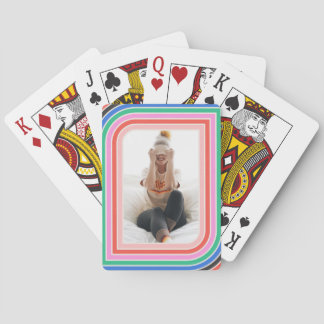 70s Retro Stripe Customisable Photo Playing Cards