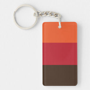 70s Retro Striped Color Pattern Key Ring