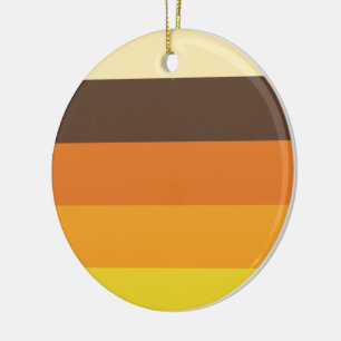 70s Retro Striped Colour Pattern Ceramic Ornament