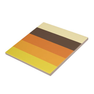 70s Retro Striped Colour Pattern Ceramic Tile