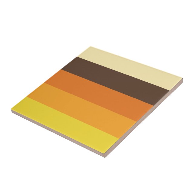 70s Retro Striped Colour Pattern Ceramic Tile (Side)