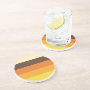 70s Retro Striped Colour Pattern Coaster