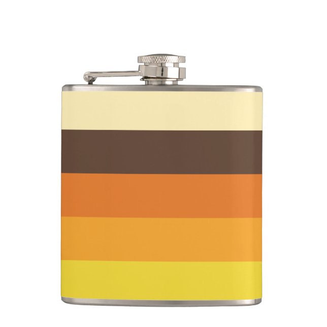 70s Retro Striped Colour Pattern Hip Flask (Front)