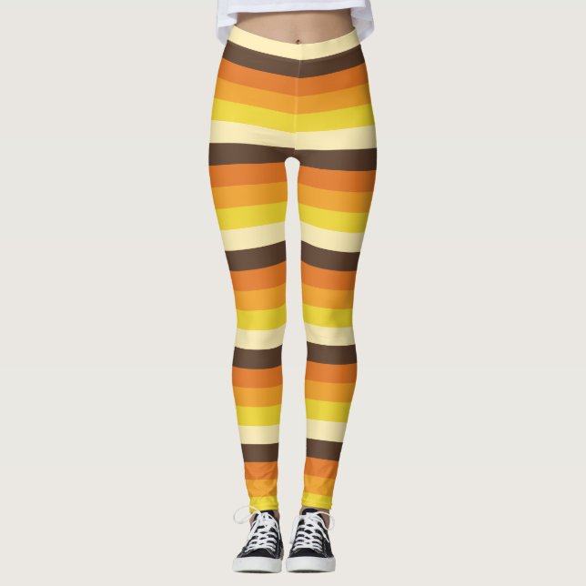 70s Retro Striped Colour Pattern Leggings (Front)