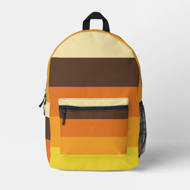 70s Retro Striped Colour Pattern Printed Backpack (Front)