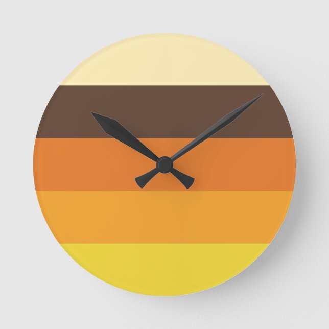 70s Retro Striped Colour Pattern Round Clock (Front)