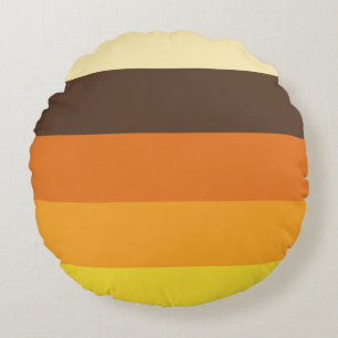 70s Retro Striped Colour Pattern Round Cushion