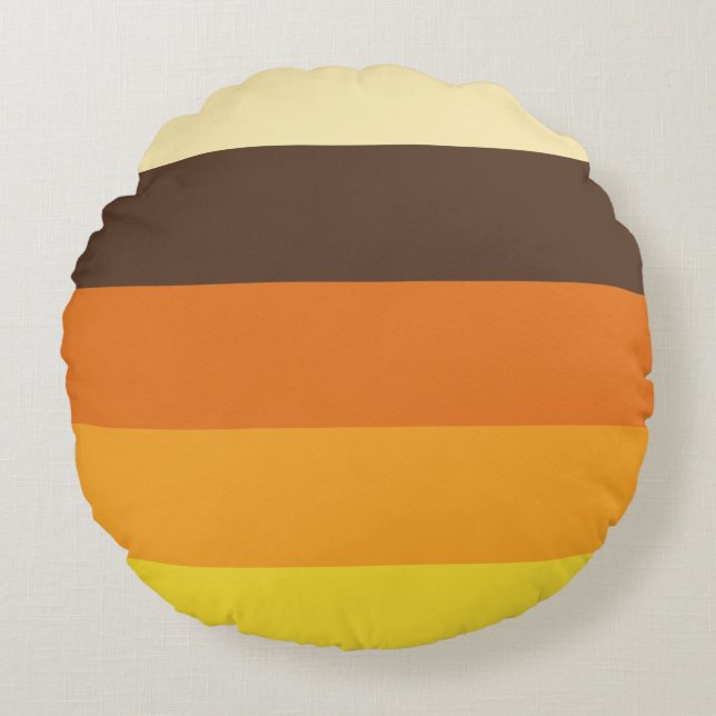 70s Retro Striped Colour Pattern Round Cushion (Front)