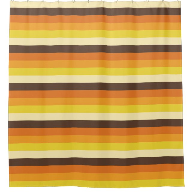 70s Retro Striped Colour Pattern Shower Curtain (Front)