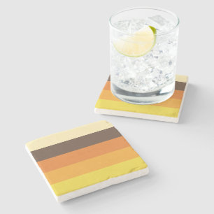 70s Retro Striped Colour Pattern Stone Coaster