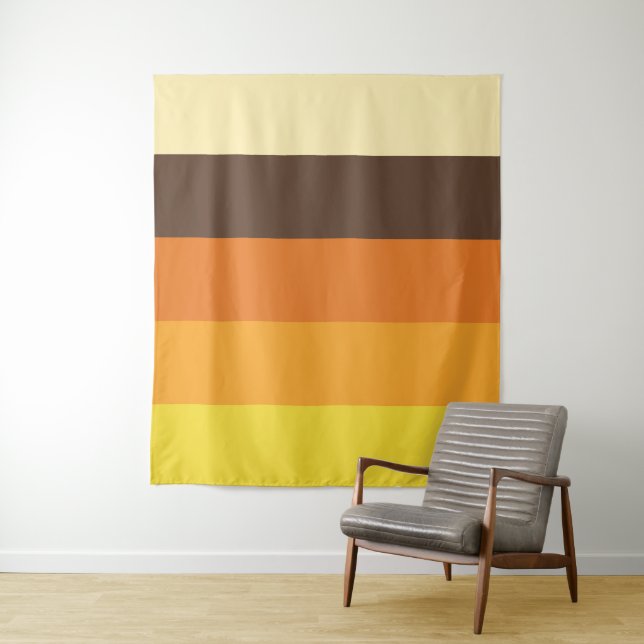 70s Retro Striped Colour Pattern Tapestry (In Situ)