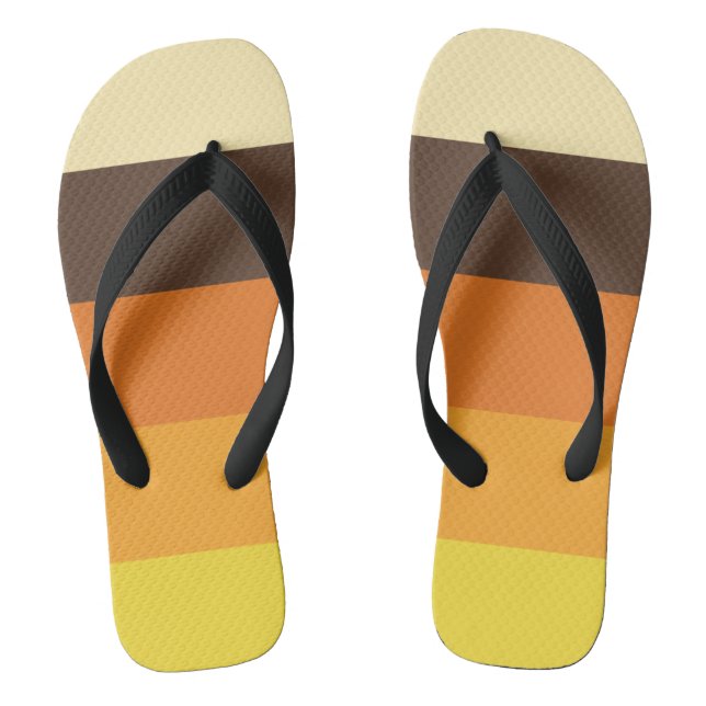 70s Retro Striped Colour Pattern Thongs (Footbed)