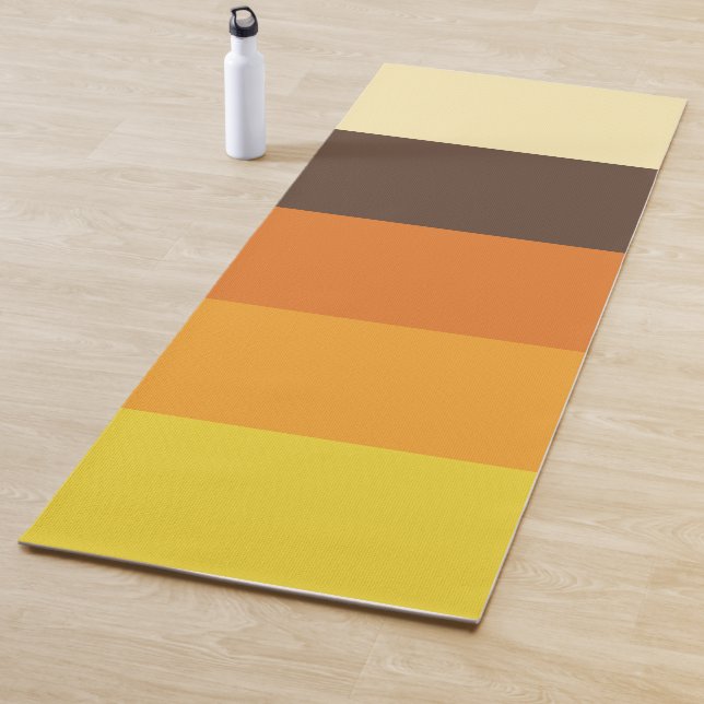 70s Retro Striped Colour Pattern Yoga Mat (In Situ)