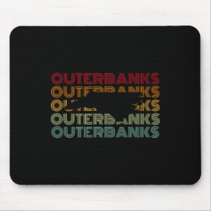 70s Retro Style Obx Retro Beach Map Nc Vacation Ou Mouse Pad