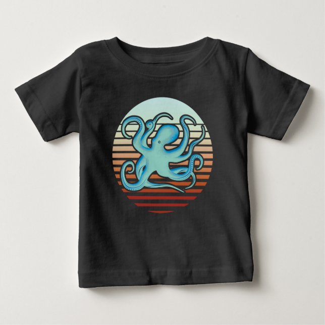 70s Retro Style Octopus Baby T-Shirt (Front)