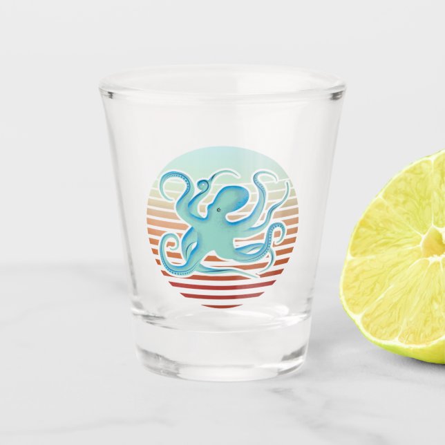 70s Retro Style Octopus Shot Glass (Front)