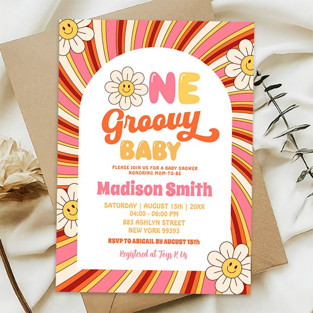 70's Retro Sunflower One Groovy Baby Shower Invitation (Creator Uploaded)