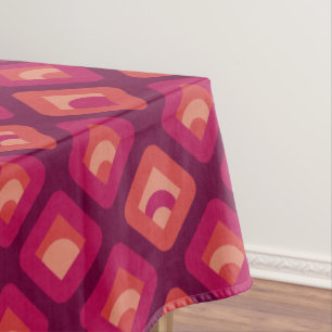 70s retro sunset cubes pattern - purple red throw  tablecloth