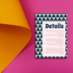 70s Retro Triangle Pattern Groovy Wedding Enclosure Card