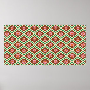 70s retro vintage floral pattern poster