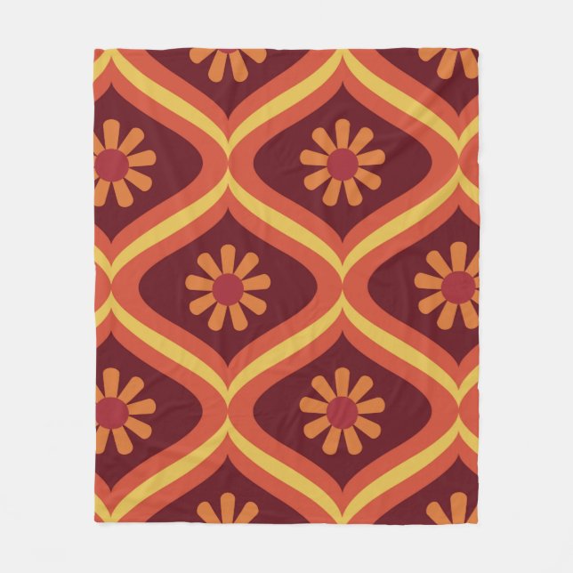 70s retro vintage Mid Century Modern Seamless Patt Fleece Blanket (Front)