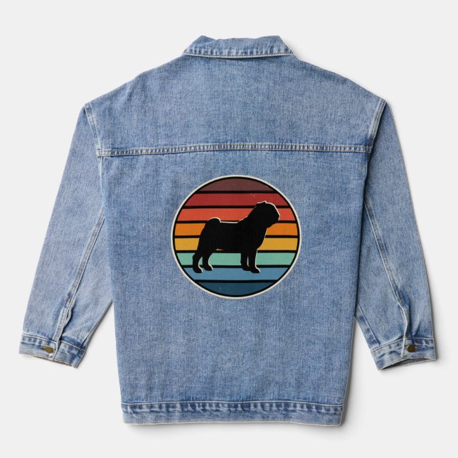 70s Retro Vintage Pug  Denim Jacket (Back)