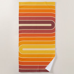 70s Retro Vintage Style Geometric Design Beach Towel