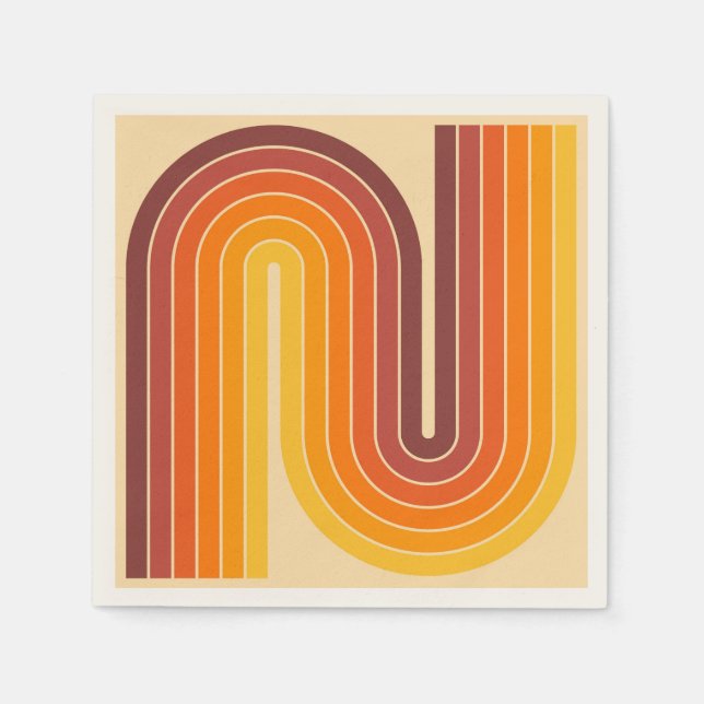 70s Retro Vintage Style Geometric Design Napkin (Front)