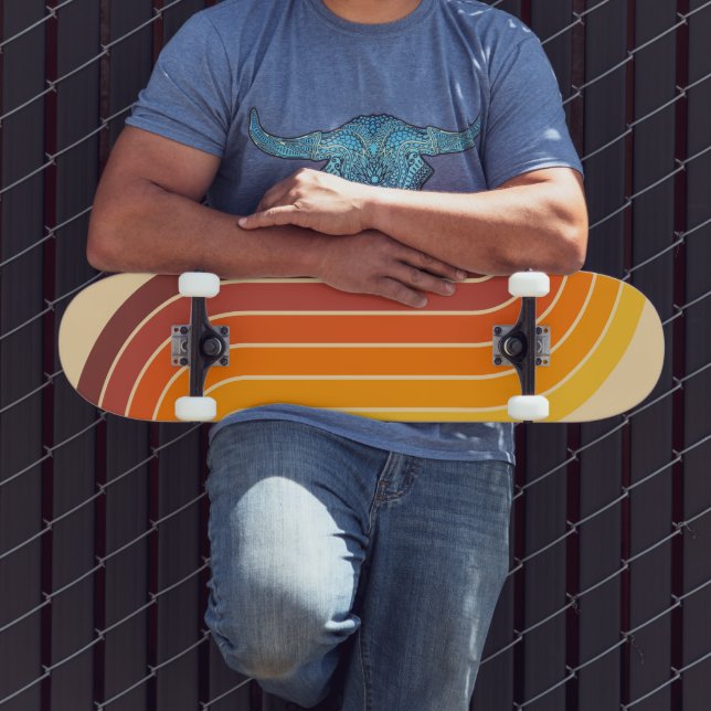70s Retro Vintage Style Geometric Design Skateboard (Outdoor 3)
