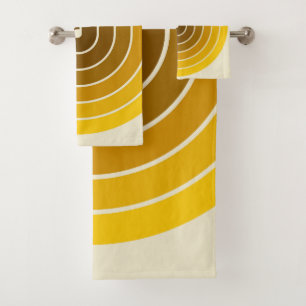 70s Retro Vintage Style Geometric Pattern Bath Towel Set