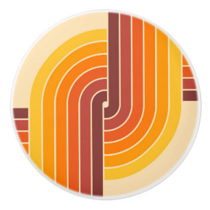 70s Retro Vintage Style Geometric Pattern Ceramic Knob