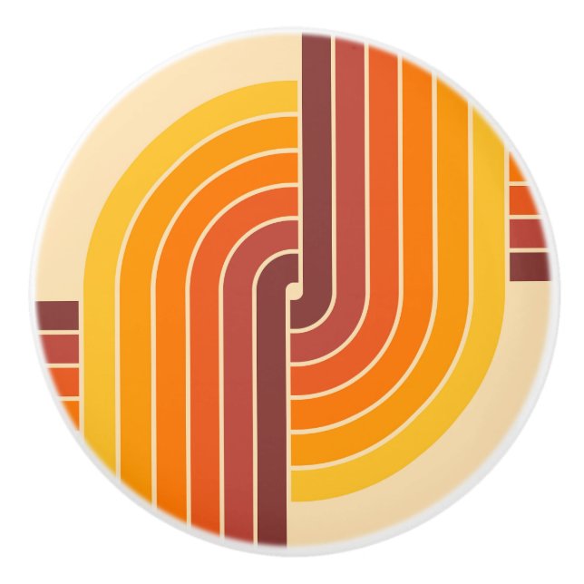 70s Retro Vintage Style Geometric Pattern Ceramic Knob (Front)