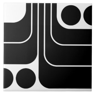 70s Retro Vintage Style Geometric Pattern Ceramic Tile