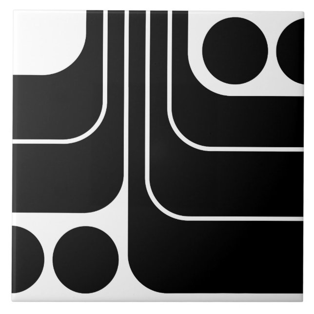 70s Retro Vintage Style Geometric Pattern Ceramic Tile (Front)