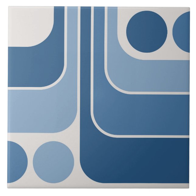 70s Retro Vintage Style Geometric Pattern Ceramic Tile (Front)