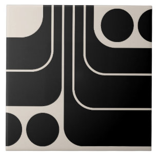 70s Retro Vintage Style Geometric Pattern Ceramic Tile
