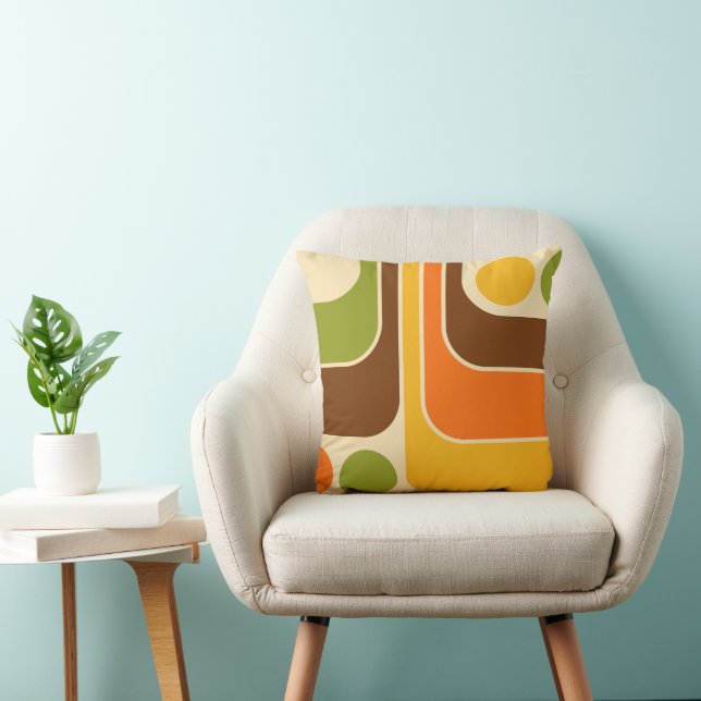 70s Retro Vintage Style Geometric Pattern Cushion (Chair)