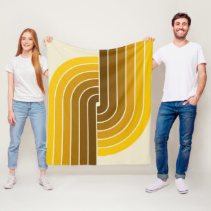 70s Retro Vintage Style Geometric Pattern Fleece Blanket