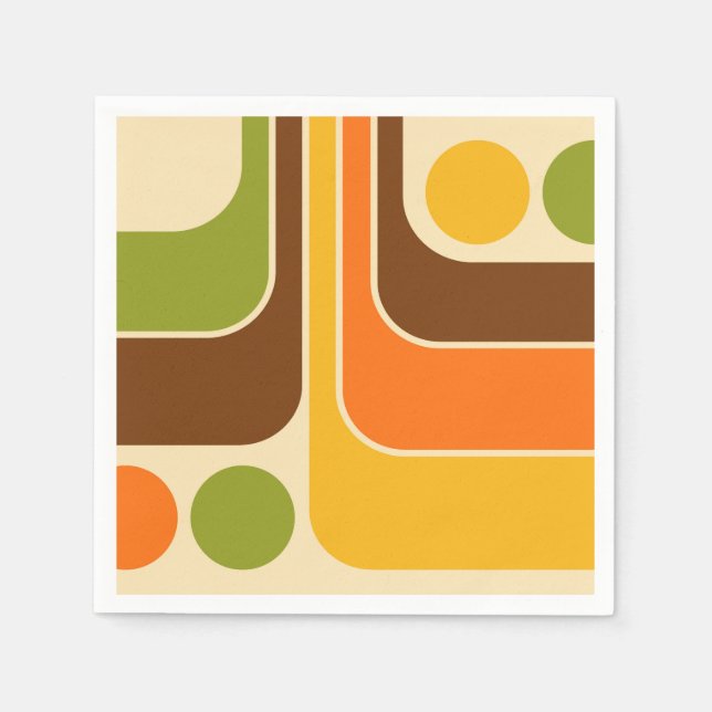 70s Retro Vintage Style Geometric Pattern Napkin (Front)