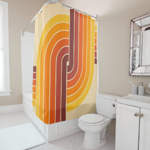 70s Retro Vintage Style Geometric Pattern Shower Curtain