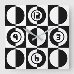70s Retro Vintage Style Geometric Pattern Square Wall Clock