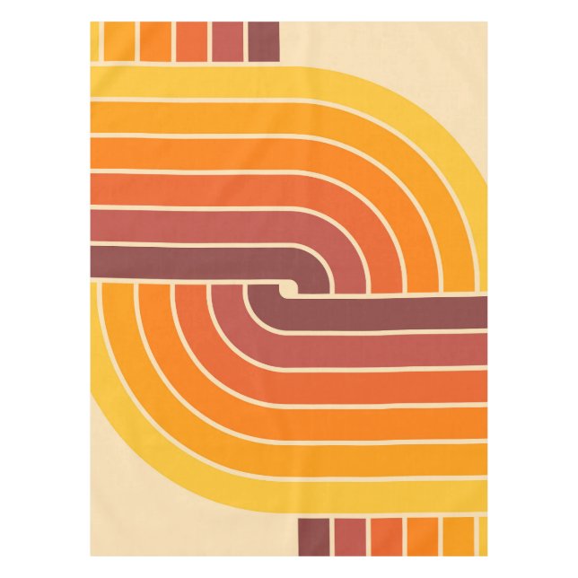 70s Retro Vintage Style Geometric Pattern Tablecloth (Front)