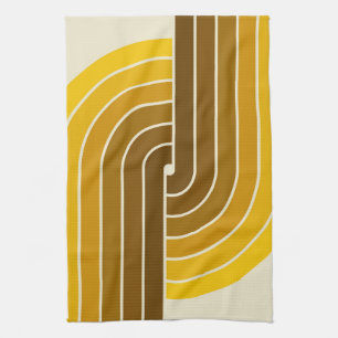 70s Retro Vintage Style Geometric Pattern Tea Towel