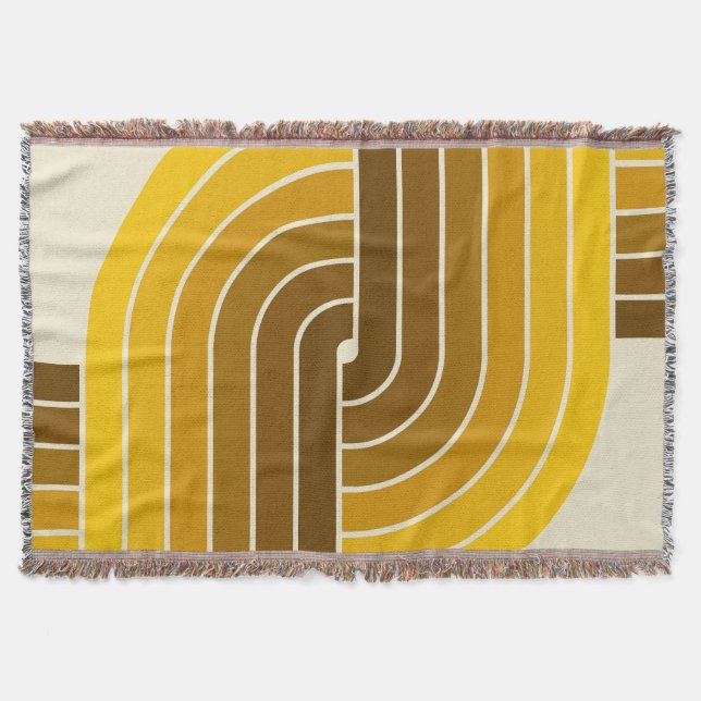 70s Retro Vintage Style Geometric Pattern Throw Blanket (Front)