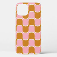 70s retro vintage wavy pattern in gold and pinkwav