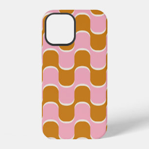 70s retro vintage wavy pattern in gold and pinkwav iPhone 12 case