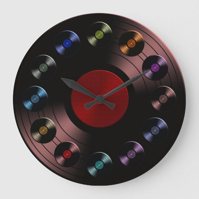 70s Retro Vinyl Record Large Clock (Front)