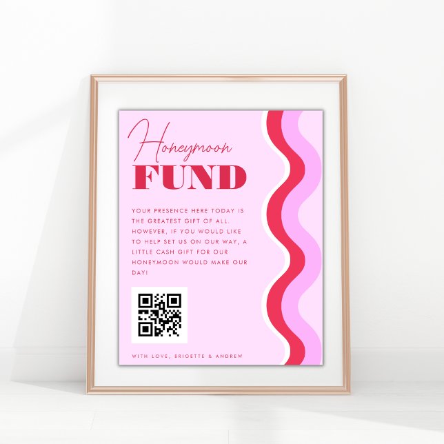 70s Retro Wave Pink and Red Honeymoon Fund Sign (Creator Uploaded)